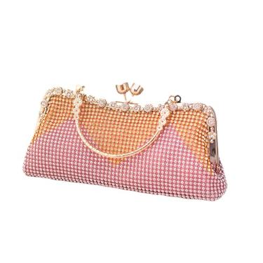 Imagem de Bolsa de ombro de luxo para mulheres bolsa de noite feminina bolsa de mão com diamantes de pérola para casamento formatura festa de aniversário jantar, rosa, Small