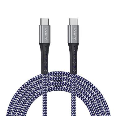 Imagem de Geonav Cabo USB-C (tipo C) para USB-C (tipo C), revestimento interno ultra resistente Kevlar, 2 metros, nylon trançado, UCC05K, Azul e Cinza