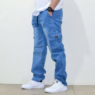 Imagem de Calça Brack Jeans Regular Cargo Action Azul Claro Plus Size