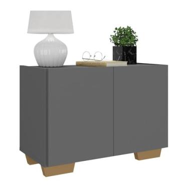 Imagem de Mesa de Cabeceira com Pés 2 Portas Multimóveis Mp4134 Grafite/natural