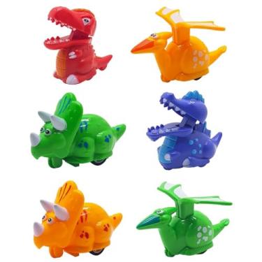 Imagem de Kit 16 Carrinhos de Fricção Dinossauros Brinquedo Infantil - BBR Toys