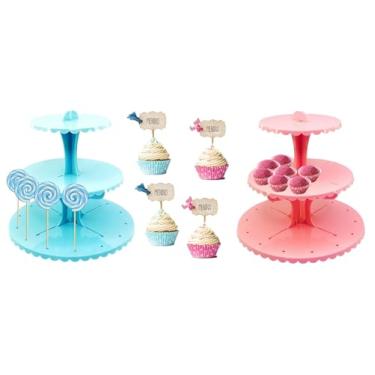 Imagem de 2 Suportes para Doces, Cup Cakes e Pirulitos Lembrancinhas Piruliteira Porta Balas Centro de Mesa Decora Festas (Chá Revelação)