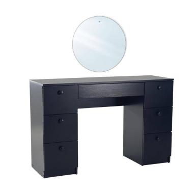 Imagem de Penteadeira Ditália 7 Gavetas com Espelho Redondo Pe-100 Preta