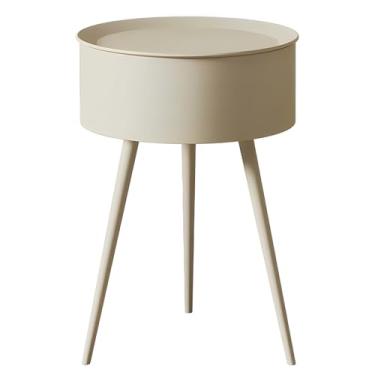 Imagem de Mesa Lateral De Metal Com Espaço De Armazenamento, Mesa Final Com Pernas De Metal Estáveis, Mesa Lateral Para Sala De Estar Interna E Externa (Color : White A, Size : 15.74in x 22.83in)