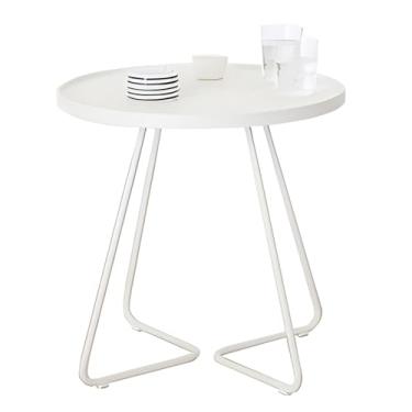 Imagem de Mesas Laterais Com Bordas Elevadas, Mesas Finais Com Estrutura Metálica Estável, Pequena Mesa Lateral Para Sala De Estar, Quarto, Escritório (Color : White, Size : 14.56x14.56x17.71in)