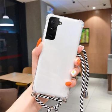 Imagem de Capa de telefone de silicone macio à prova de choque para Samsung M14 A54 A14 A34 A24 A23 A04E Crossbody Colar Cord Strap Lanyard Cover, Preto Branco, Para A24