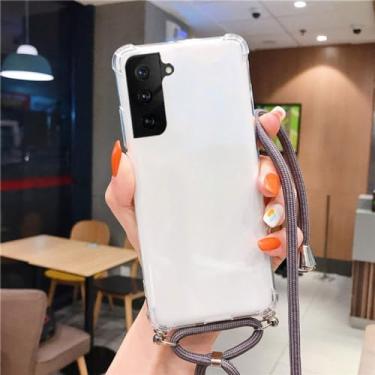 Imagem de Capa de telefone de silicone macio à prova de choque para samsung m14 a54 a14 a34 a24 a23 a04e crossbody colar cabo cinta cordão capa, cinza, para a04e 4g