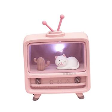 Imagem de IMUSINICE lâmpada LED gato luminária de mesa luminária mesa abajur mesa luz noturna LED luz noturna recarregável luz de gato luz noturna de gato Perolizado candeeiro de mesa pequeno rosa