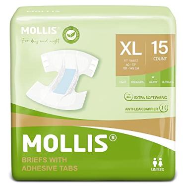 Imagem de MOLLIS Fraldas para Adultos, Cuecas Descartáveis Unissex para Incontinência com Abas, Controle de Odor, GG, 15 Unidades