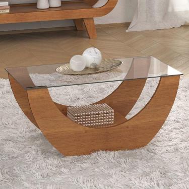 Imagem de Mesa de Centro Onda com Tampo de Vidro Cinamomo - Pnr Móveis