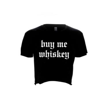 Imagem de Camiseta feminina Whiskey Cropped Rock n Roll, Preto, G