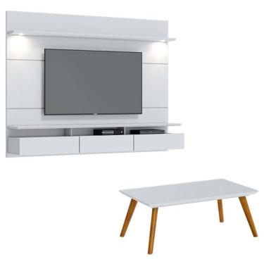 Imagem de Painel Suspenso Decore 2.2 com mesa de Centro Classic Branco Acetinado - Imcal