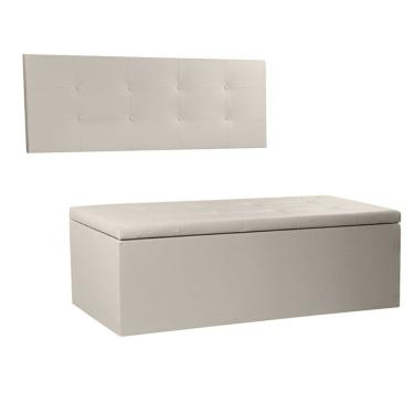 Imagem de Kit Painel e Calçadeira Baú Casal 1,40m Berlim Corano - Pallazio