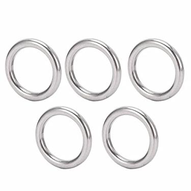 Imagem de Vbestlife Anéis de aço inoxidável, 5 peças de anéis redondos de barco sem costura soldado tipo O anel de suspensão anéis de metal adequados para acessórios de anel de ioga de rede (6 x 30 mm)