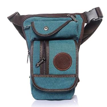 Imagem de Hebetag Bolsa de lona para perna de queda de coxa masculina motociclista tática militar multi-bolso cintura pacote masculino viagem caminhada escalada ciclismo ao ar livre verde