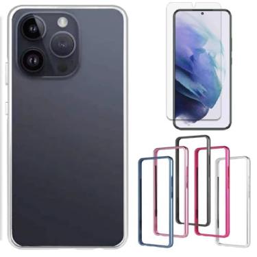 Imagem de Bold K10 Capa de telefone e protetor de tela de vidro temperado alumínio metal bumper capa e protetor de tela para BLU Bold K10 2024 (prata)