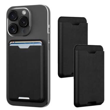 Imagem de Siaincsy Pacote com 2 porta-cartões magnéticos compatíveis com a carteira MagSafe para iPhone 15 Pro Max/15 Pro/15/15 Plus/14/13/12 Series – Bloqueio RFID, comporta 3 cartões, Preto, Simples