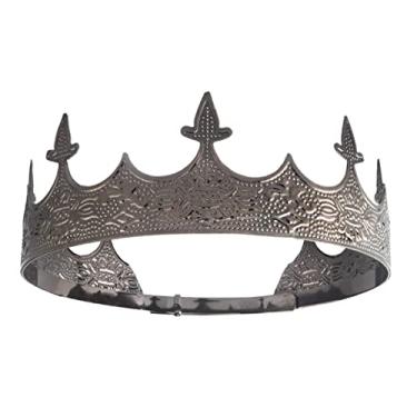 Imagem de Joia de cabelo coroa real de diadema masculina de metal grandes tiaras para fantasia de Halloween, Medium, Liga metálica, Sem pedras preciosas