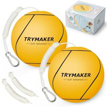 Imagem de Trymaker Tetherball, conjunto com 2 em 1 conjunto de bolas de corda e corda, bola de substituição para adultos no quintal ao ar livre
