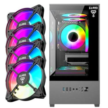 Imagem de Kit Gabinete Gamer Clanm Megalon Mid Tower Suporta Water Cooler e 5  F