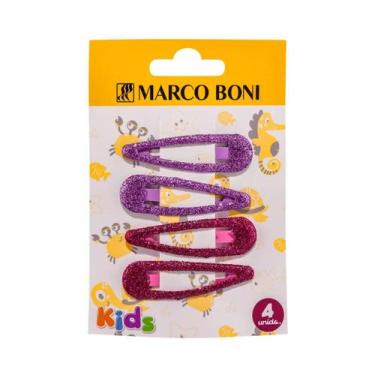 Imagem de Kit 4 Presilhas De Cabelo Tic Tac Glow C/ Glitter Marco Boni, Rosa e L