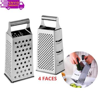 Imagem de Ralador em Inox 4 Funções Ralar Fatiar Manual Legumes Queijo - SQ Só Q