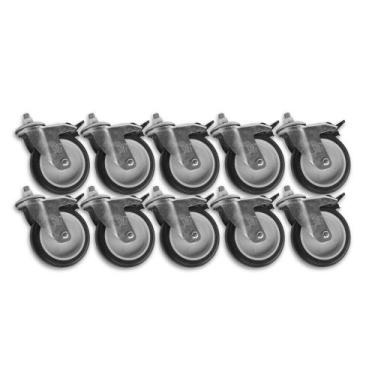 Imagem de Kit 4 Rodízios Placa Giratória c Trava p Móveis 3Pol BP 60Kg - Schiopp