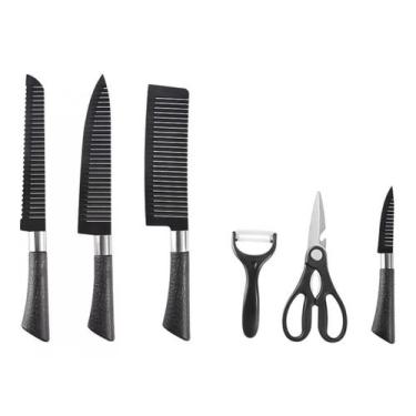 Imagem de Conjunto de facas  em aço inoxidável, faca na, tesoura, elde cerâmica,