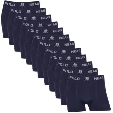 Imagem de Kit 12 Cueca Boxer Masculino Polo Wear Microfibra Sem Costura, Marinho