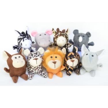 Imagem de Animais de Pelúcia de Safári Floresta Selva Baby 9 Bichinhos Leão Zebr