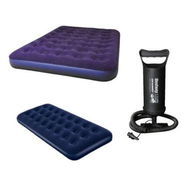 Imagem de Kit Colchão Inflável de Casal + Colchão de Solteiro Com Bomba de Ar Ma