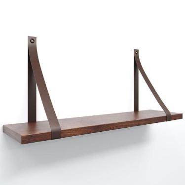 Imagem de Prateleira em MDF Castanho 50x15cm com Alça - Lubrano, Café