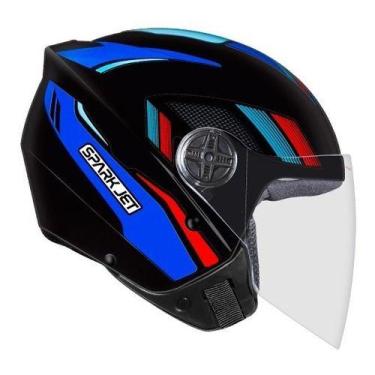 Imagem de Capacete Moto Aberto Ebf Spark Jet Sting Preto, Azul, 60