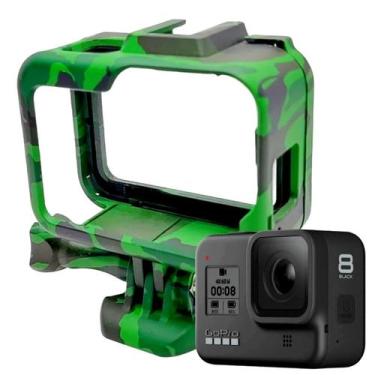 Imagem de Suporte Armação Moldura Frame GoPro 8 Black - Camuflado Verde - Shoot