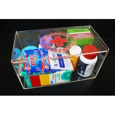 Imagem de Caixa Organizadora Medicamentos Acrilico Transparente com tampa