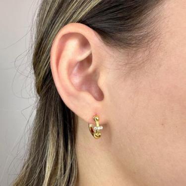 Imagem de Brinco Argolinha Flecha Coração Banhado em Ouro 18k - Anastásia Joias