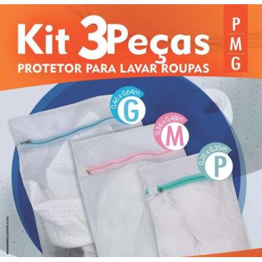 Imagem de Kit 3 Sacos Para Lavar Roupa Intima Delicada Organizador Viagem Com Zí
