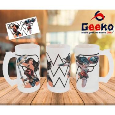 Imagem de Caneca de Chopp Mulher Maravilha Wonder Woman Geeko, Jateada, 500ml