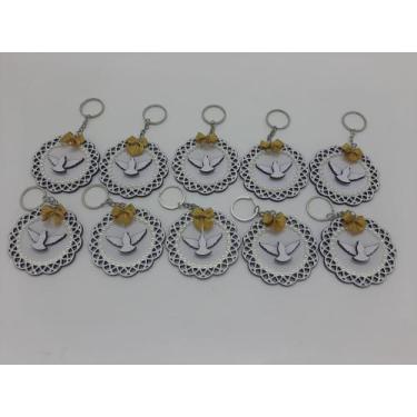 Imagem de Divino Espírito Santo Chaveiro em MDF lembrancinha kit com 10 - MIWL A
