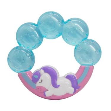 Imagem de Mordedor para Bebê Buba com Água Unicórnio, Rosa e Azul, Unicórnio