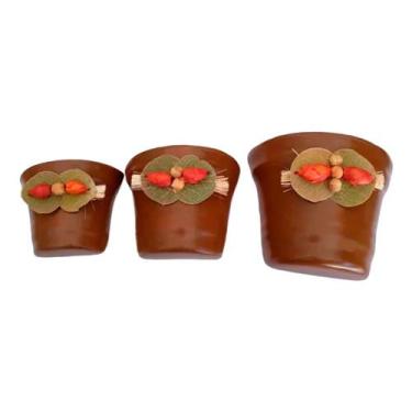 Imagem de Vasos Trio Meia Lua Cerâmica de Parede Vertical Garden - Marrom - Retr