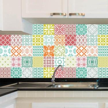 Imagem de Adesivo de Azulejo - Ladrilho Hidráulico - 20cm x 20cm - 24un - 073Azm