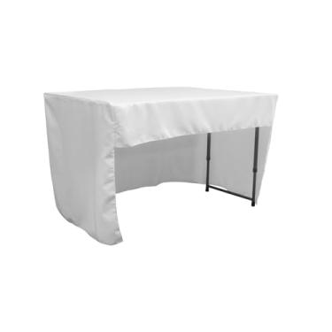 Imagem de LA Linen Toalha de mesa ajustada de popelina de poliéster aberto nas costas 122 cm C x 76 cm A, branca