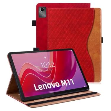 Imagem de Varohix Capa para Lenovo Tab M11 27.9 cm 2024 (TB330FU /TB330XU) Multi-Angle Stand Folio Cover PU Leather with Card Pocket Tab M11, capa vermelha