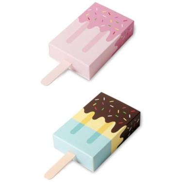 Imagem de Adam Victor Caixas de presente de papel com design de picolé 3D, linda caixa de doces - lembrancinhas de festa e mini sacola de presentes para decoração de festa, 24 peças, 2 cores