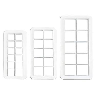 Imagem de Conjunto de 3 peças de cortadores de biscoito quadrado branco, cortador geométrico multicutor de bolo, cortadores de biscoito quadrados, 3 tamanhos, decoração de bolo, segurança, fácil de armazenar