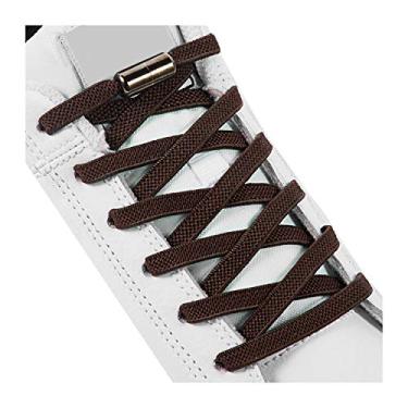 Imagem de Cadarços elásticos sem amarração, cadarços para crianças, adultos e idosos - Cadarços elásticos para tênis de corrida atléticos (2 pares), Marrom escuro, X-Large