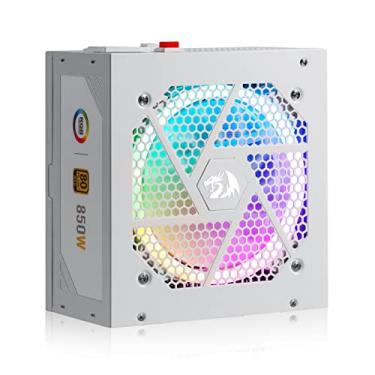 Imagem de Redragon Fonte de alimentação RGPS-850W 80+ Gold 850 Watt com ATX 3.1 e PCIe 5.1 atualizado totalmente modular, cabo 12VHPWR incluído, capacitores 100% japoneses, ventilador RGB de baixo ruído ECO