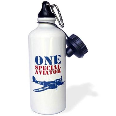 Imagem de 3dRose Garrafa de água esportiva especial Aviador Blue Fighter Plane with The Words One Special Aviator-Sports, 600 ml, multicolorida