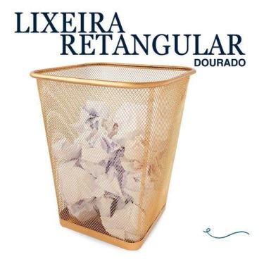 Imagem de Lixeira Retangular Dourado Ouro 12l para Loja Escritorio Top - Markys 